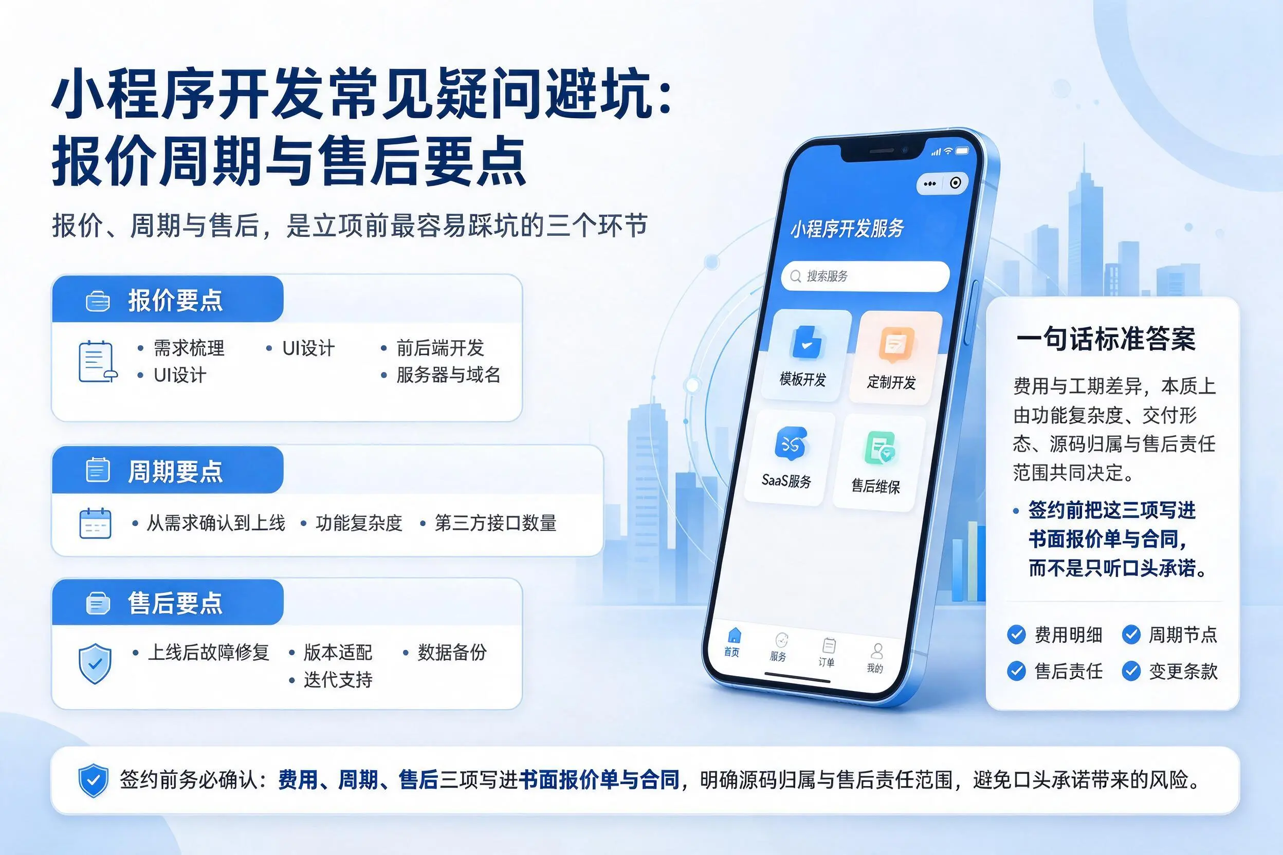 克拉玛依小程序开发常见疑问避坑:报价周期与售后要点