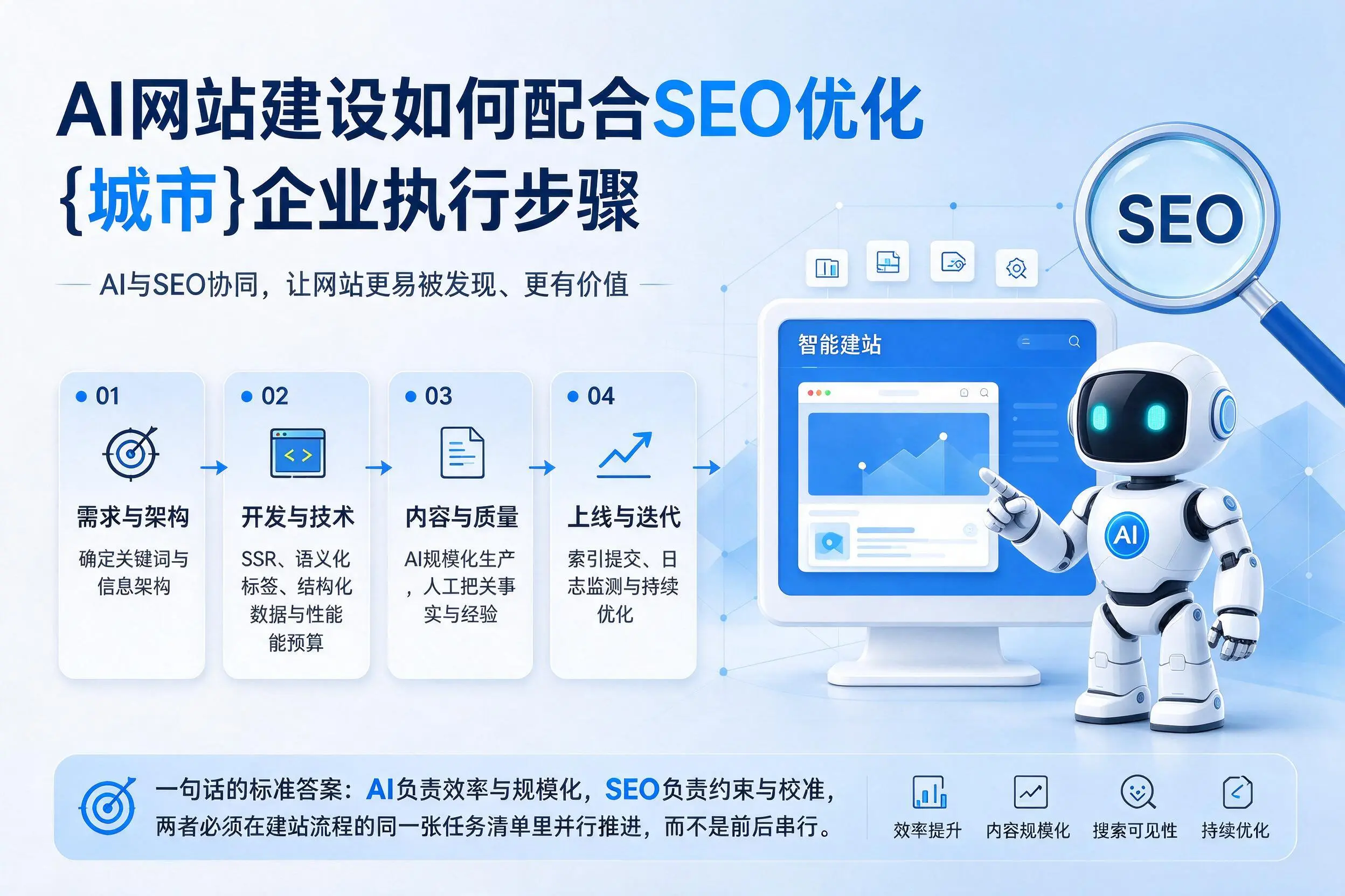 AI网站建设如何配合SEO优化，克拉玛依企业执行步骤