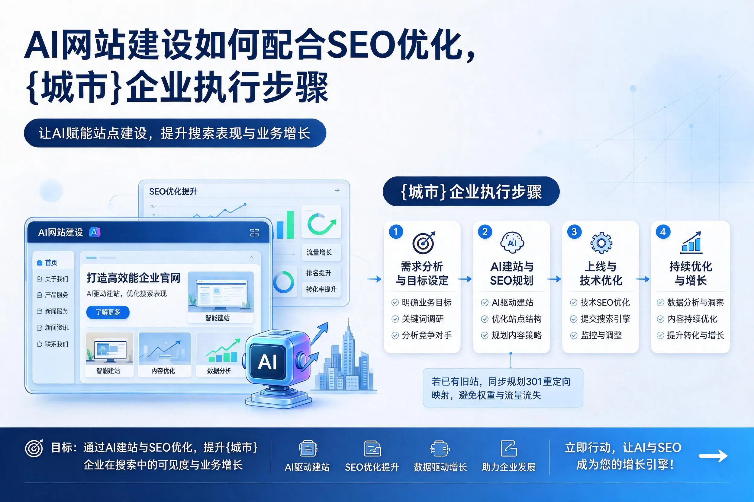 AI网站建设如何配合SEO优化，克拉玛依企业执行步骤