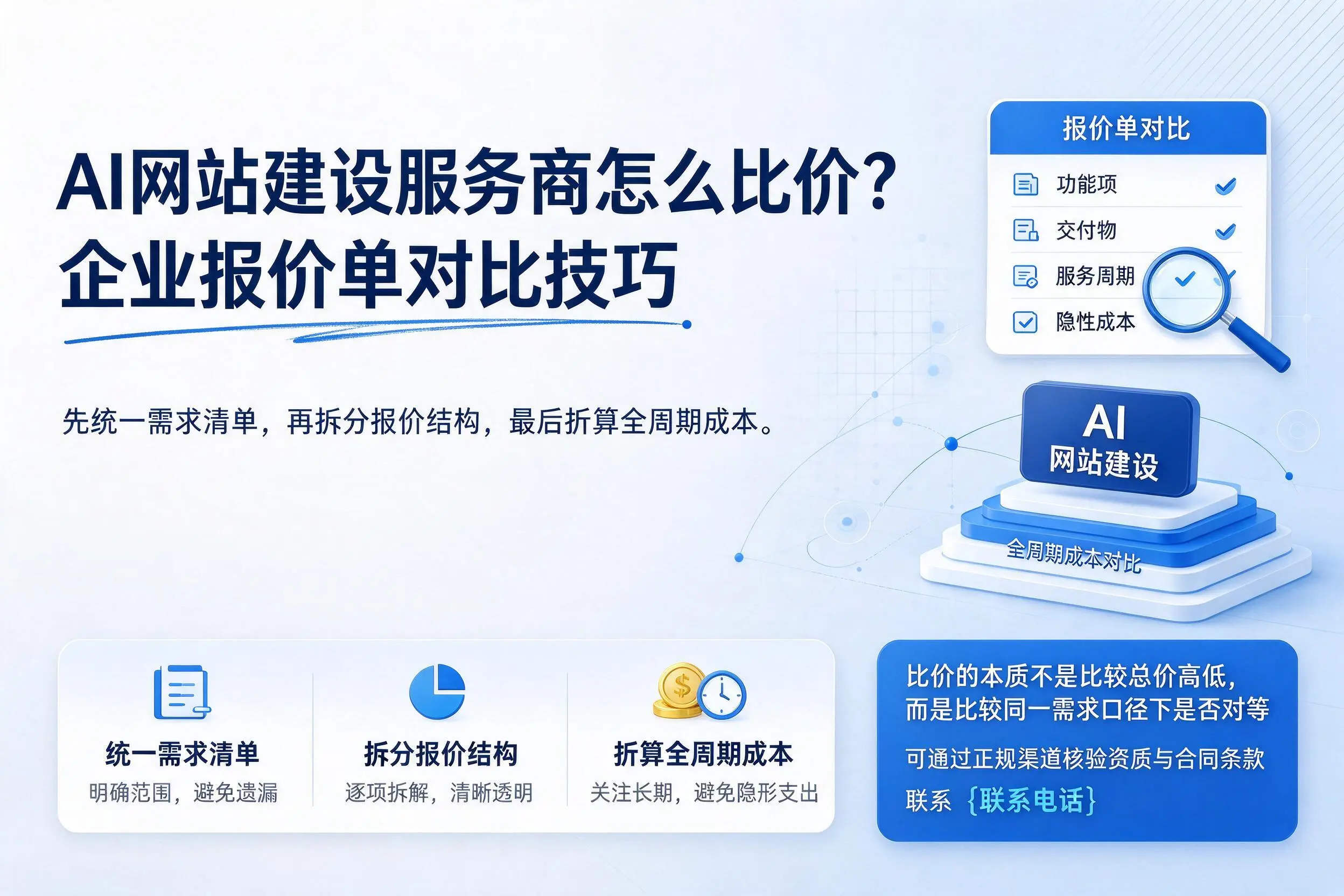 AI网站建设服务商怎么比价？克拉玛依企业报价单对比技巧
