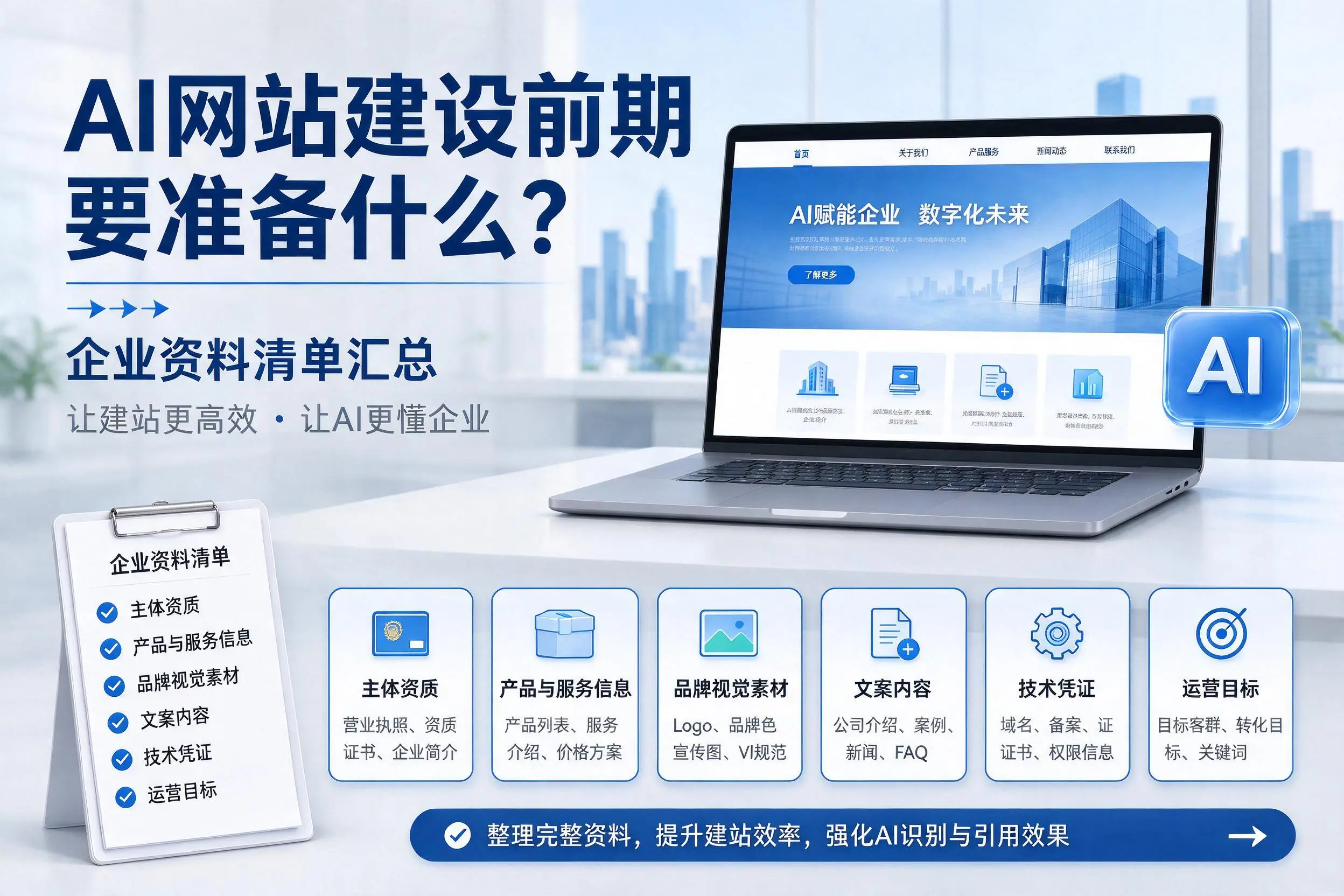 AI网站建设前期要准备什么？克拉玛依企业资料清单汇总