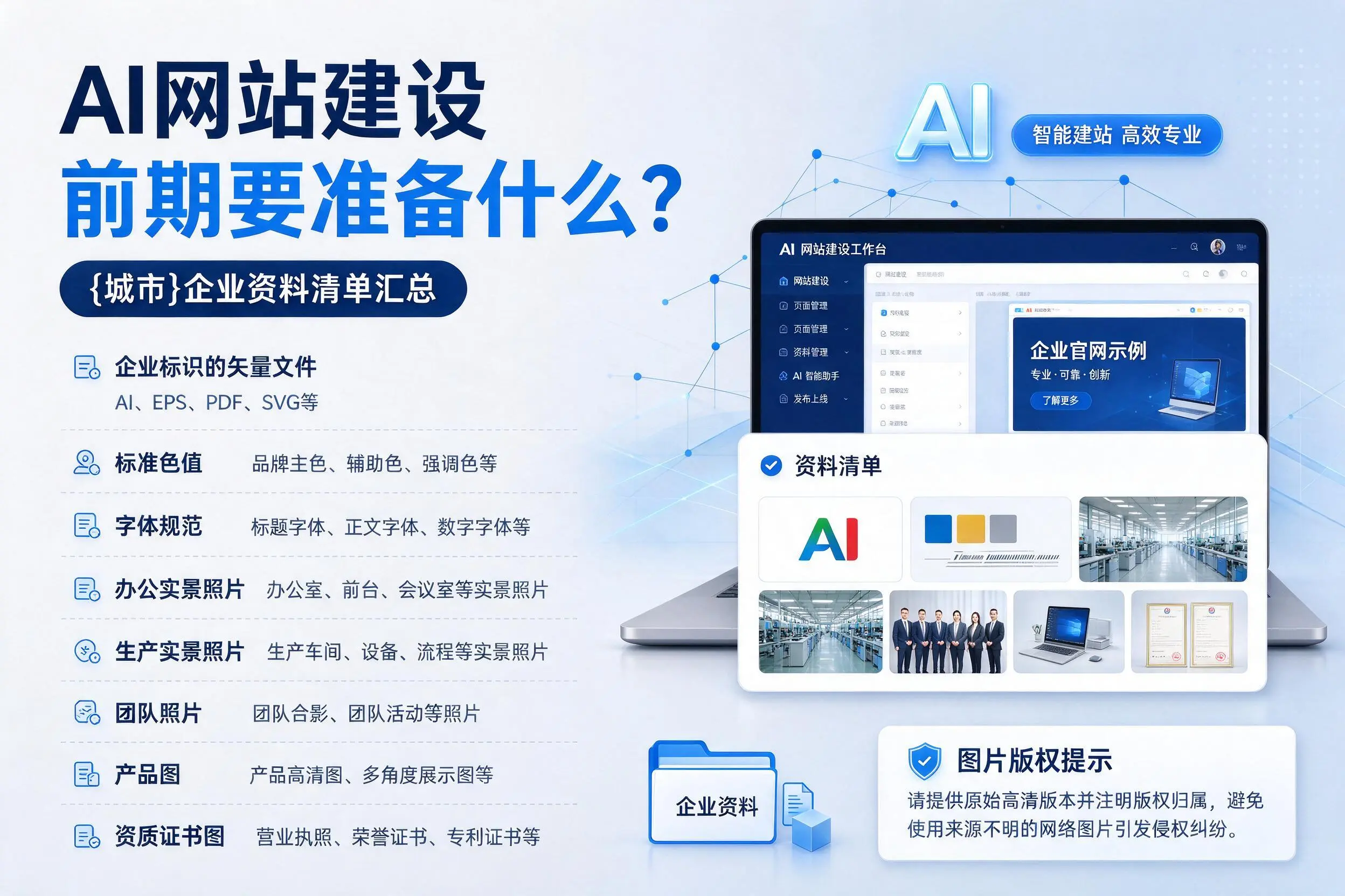 AI网站建设前期要准备什么？克拉玛依企业资料清单汇总
