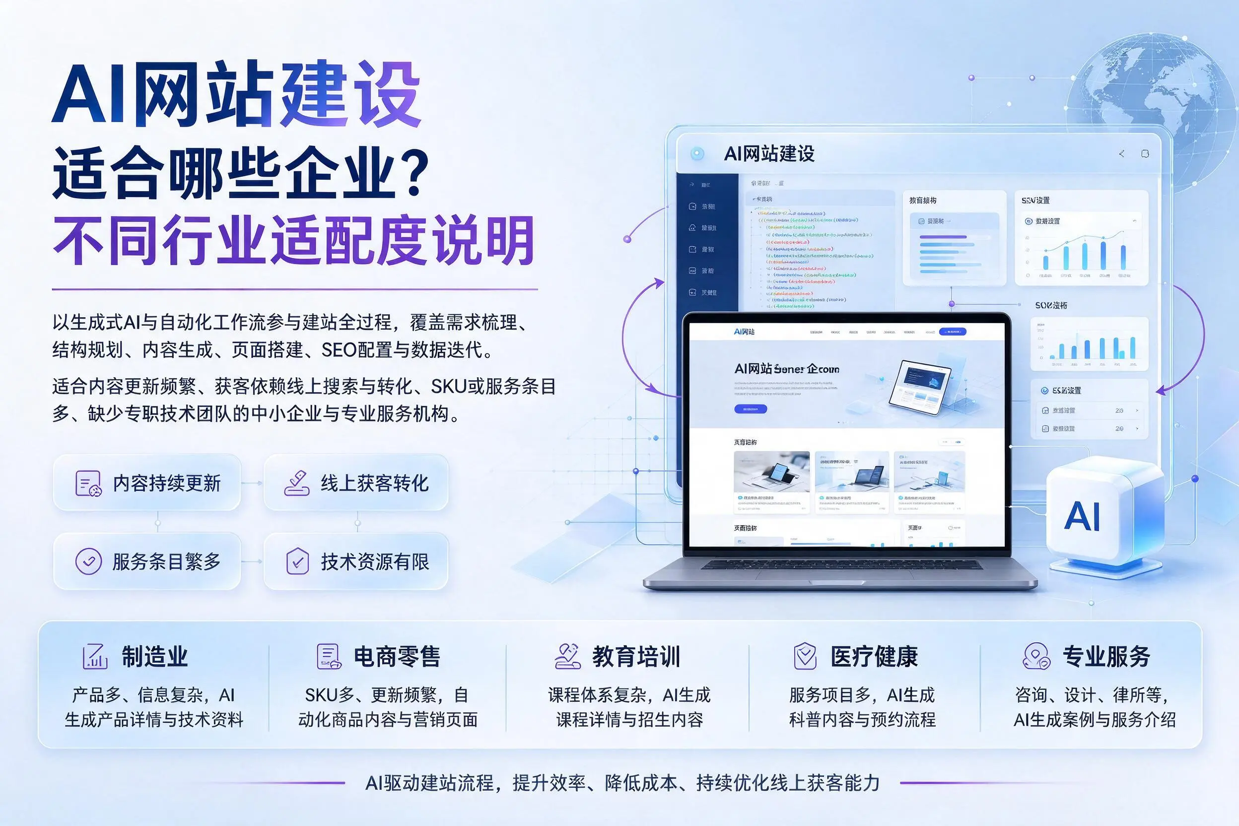 AI网站建设适合哪些企业?克拉玛依不同行业适配度说明